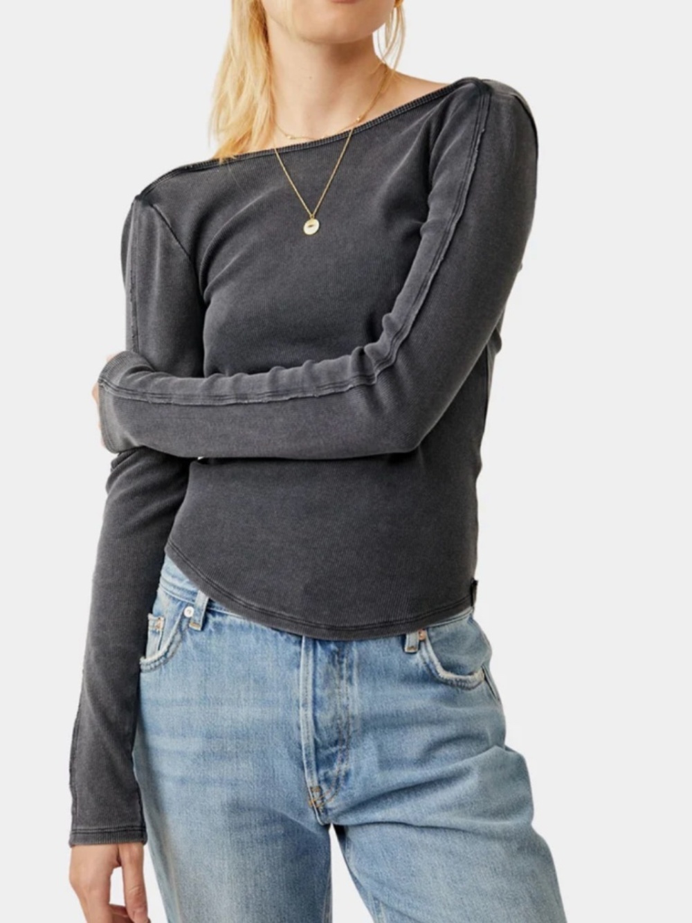 FREE PEOPLE We The Free Unapologetic Long Sleeve Ribbed Classic Tee Size M NWT